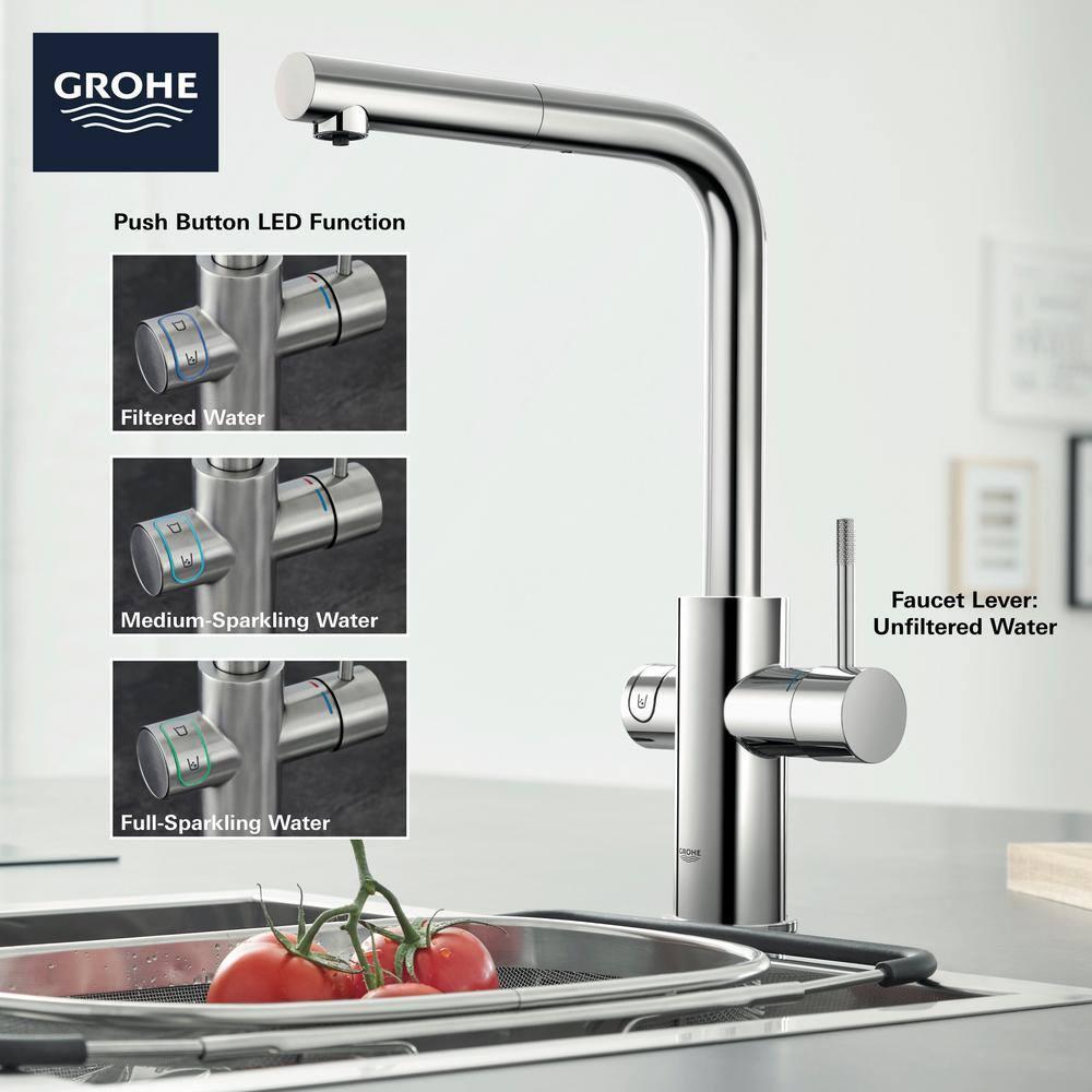 Blue Pull Out Single Handle Kitchen Faucet with Accessories