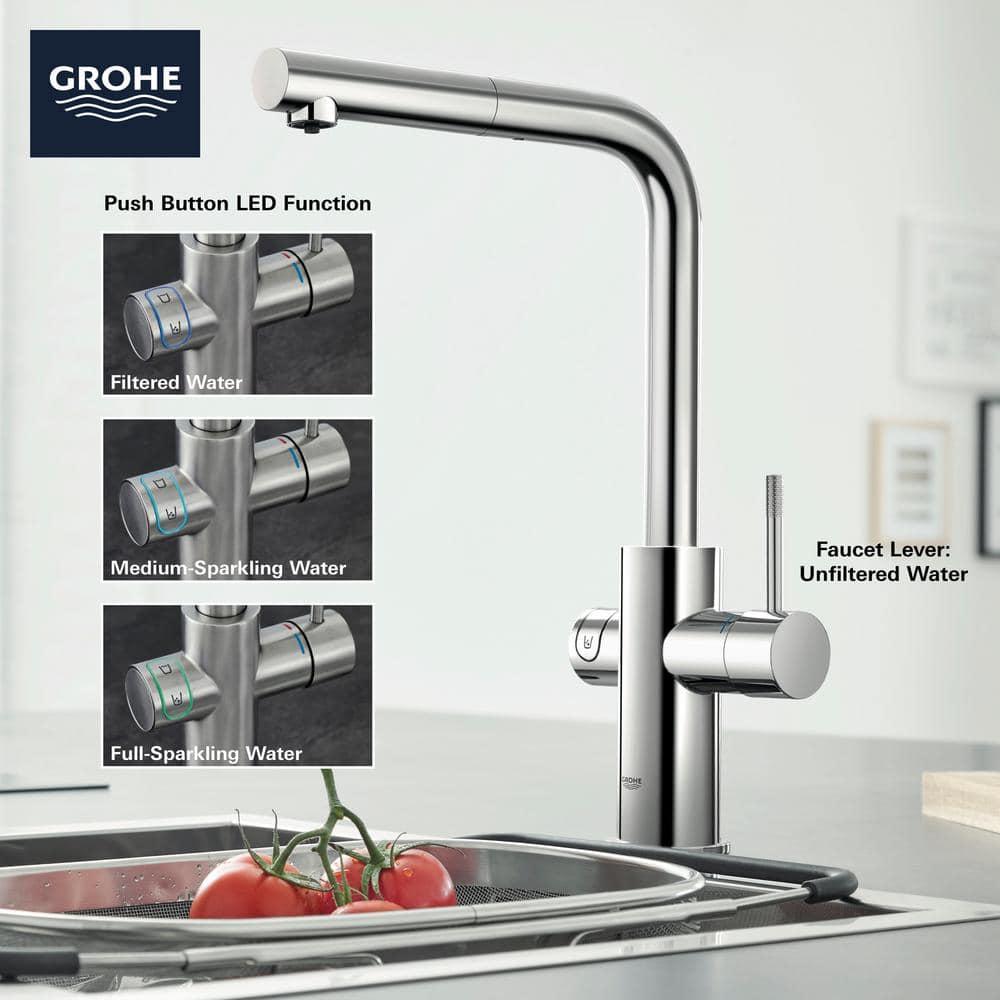 Blue Pull Out Single Handle Kitchen Faucet with Accessories