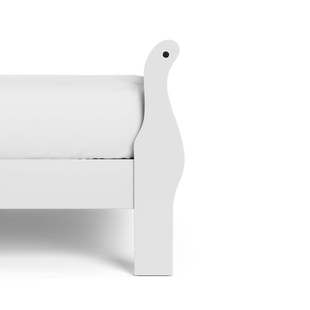 Burkhart White Queen Wood Frame Sleigh Bed with Slat Kit