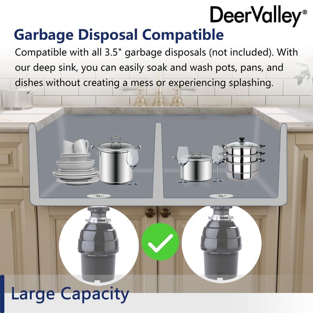 33" L X 20" W White Fireclay Double Bowl Workstation Farmhouse Kitchen Sink with Cutting Board And Dish-Drying Rack