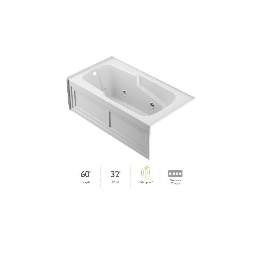 Cetra® 60" x 32" Alcove Whirlpool Acrylic Bathtub