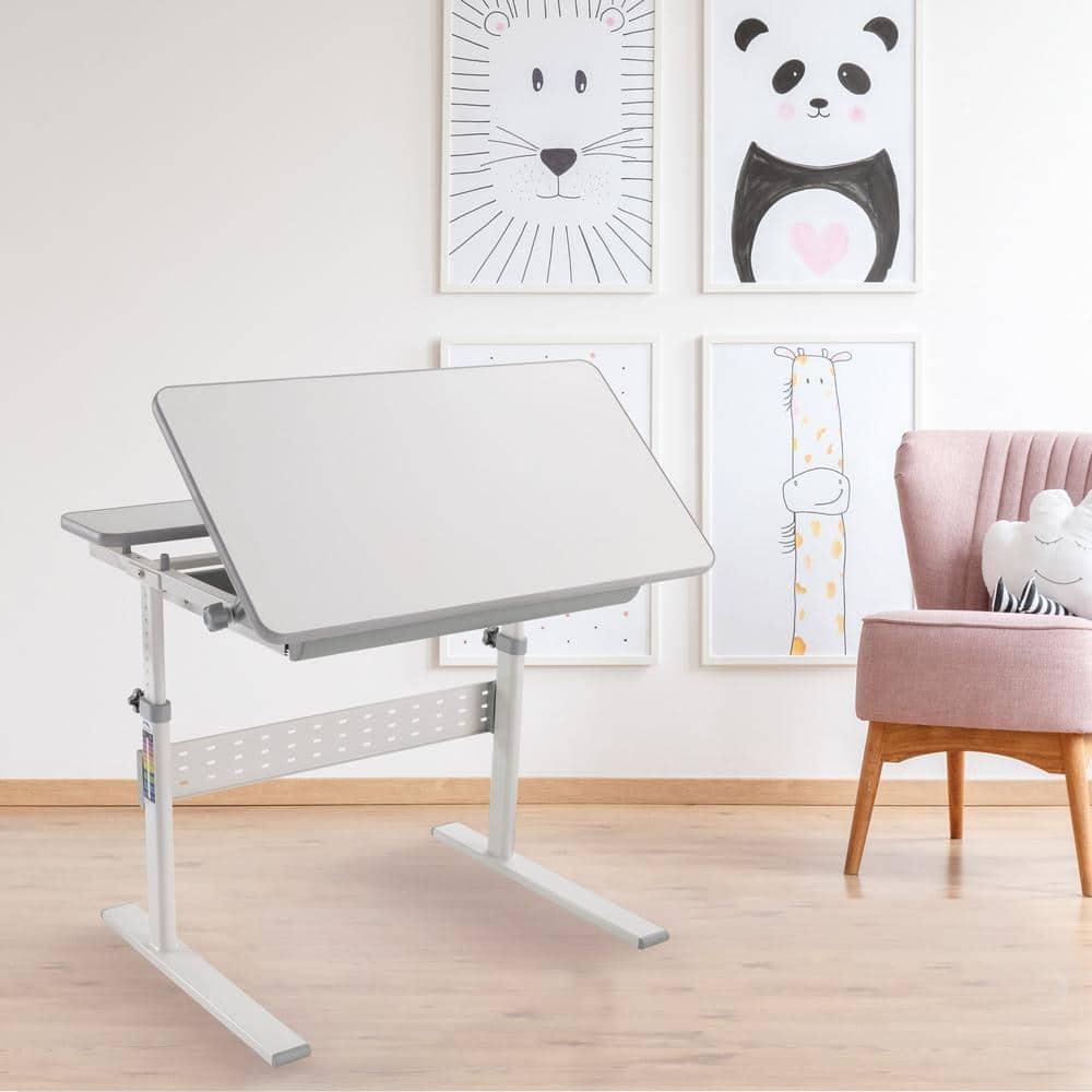 Mount-It! Kids Height Adjustable Desk | Plastic Finish | Grey