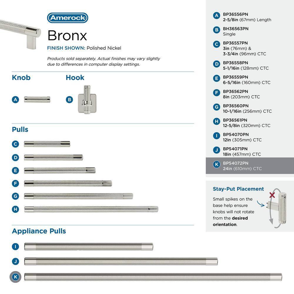 Amerock Bronx 24 inch (610mm) Center-to-Center Polished Nickel Appliance Pull