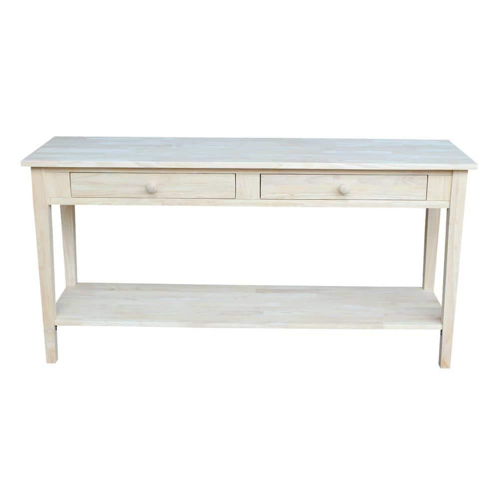 60" Spencer Extended Length Console Server Table Light Brown - International Concepts: Hardwood Foyer Storage