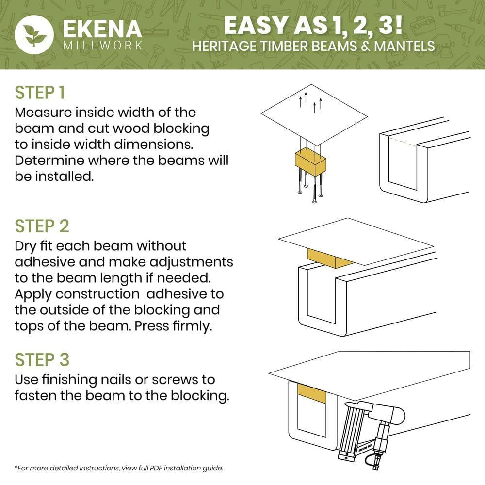 Ekena Millwork Salvaged Timber HeritageTimber Faux Wood 3-Sided Ceiling Beam (U-Beam)