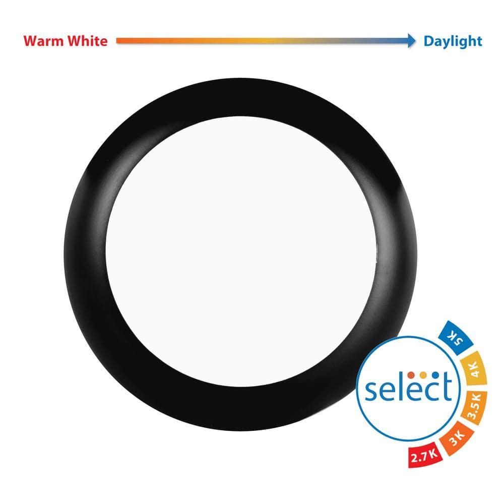 RSD 4-inch Selectable LED Round Surface Mount Downlight - Black Finish