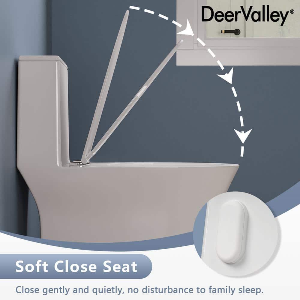 One Piece Toilet For Bathroom, Modern Bathroom Toilet with Dual Flush 1.1/1.6 Gpf Fully Skirted Toilets(Soft Close Seat)
