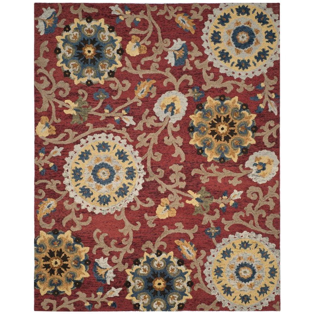 Blossom BLM401 Hand Tufted Area Rug - Red/Multi - 8'x10' - Safavieh.