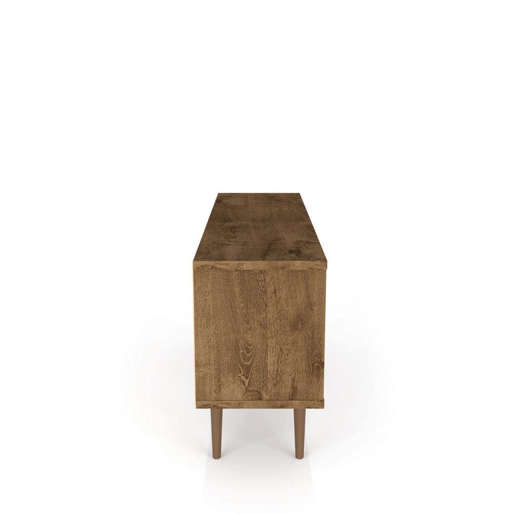 Liberty 53.14" Mid-Century Modern TV Stand with 5 Shelves and 1 Door  with Solid Wood Legs