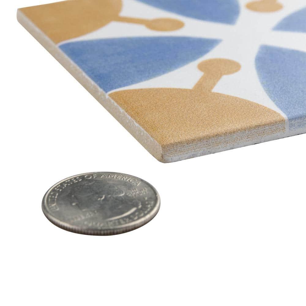 Revival Leaf Mini 4" x 4" Ceramic Patterned Wall & Floor Tile
