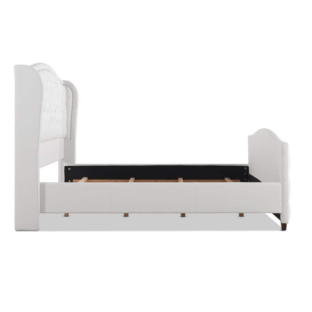 Marcella Tufted Wingback King Bed Bright White