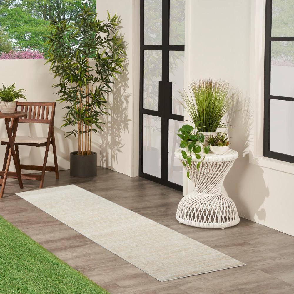 Nourison Essentials Easy Care Indoor Outdoor Area Rug - Ivory Beige 2' x 6'