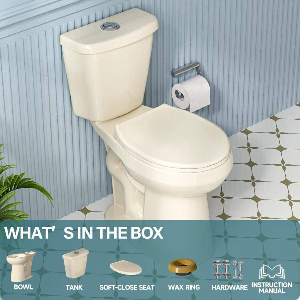Aguamaph T2019RT 19 in. 2-Piece Toilet 1.1/1.6 GPF Dual Flush Round Toilet ADA Height with Soft-Close Seat