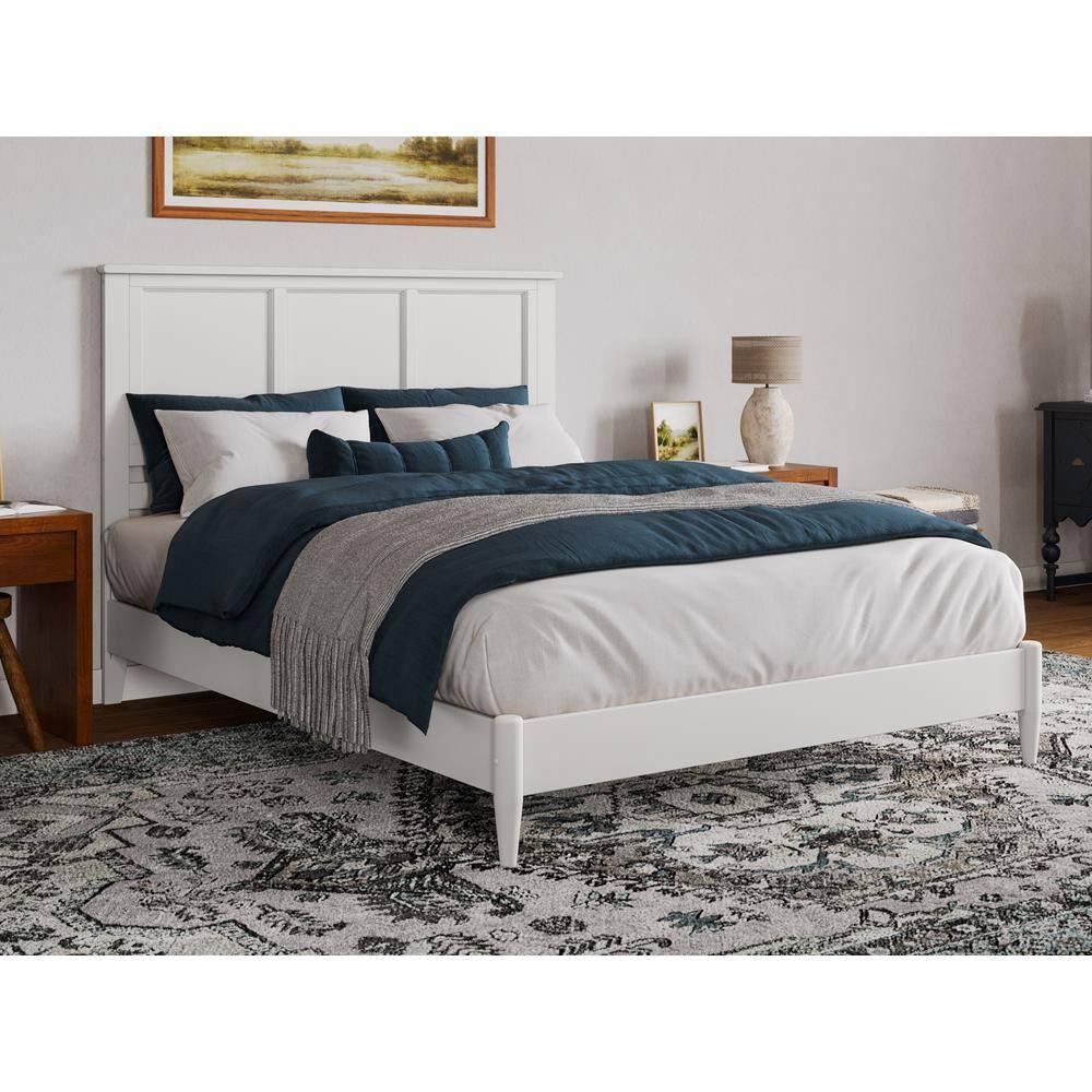 AFI Charlotte Queen Solid Wood Low Profile Platform Bed, White