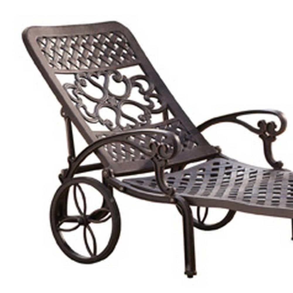 Homestyles Sanibel Cast Aluminum Outdoor Patio Reclining Chaise Lounge in Bronze
