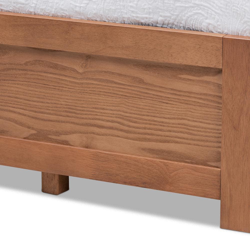 Queen Wren 3 Drawer Storage Bed Frame Walnut - Baxton Studio: MDF & Wood Composite, No Box Spring Needed