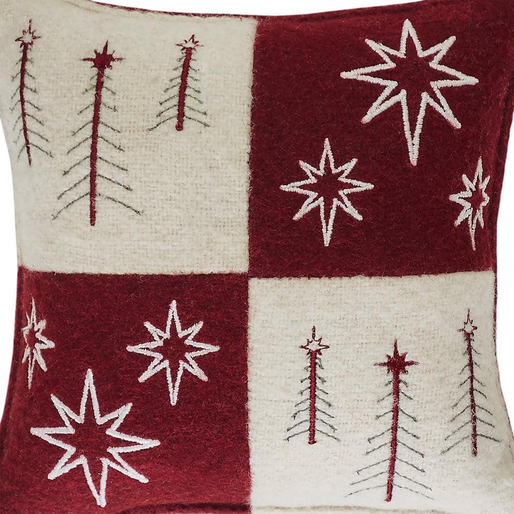 VHC Brands Embroidered 100% Felt Shell, Polyester Lining, Polyester Pillow Fill Reversible Throw Pillow