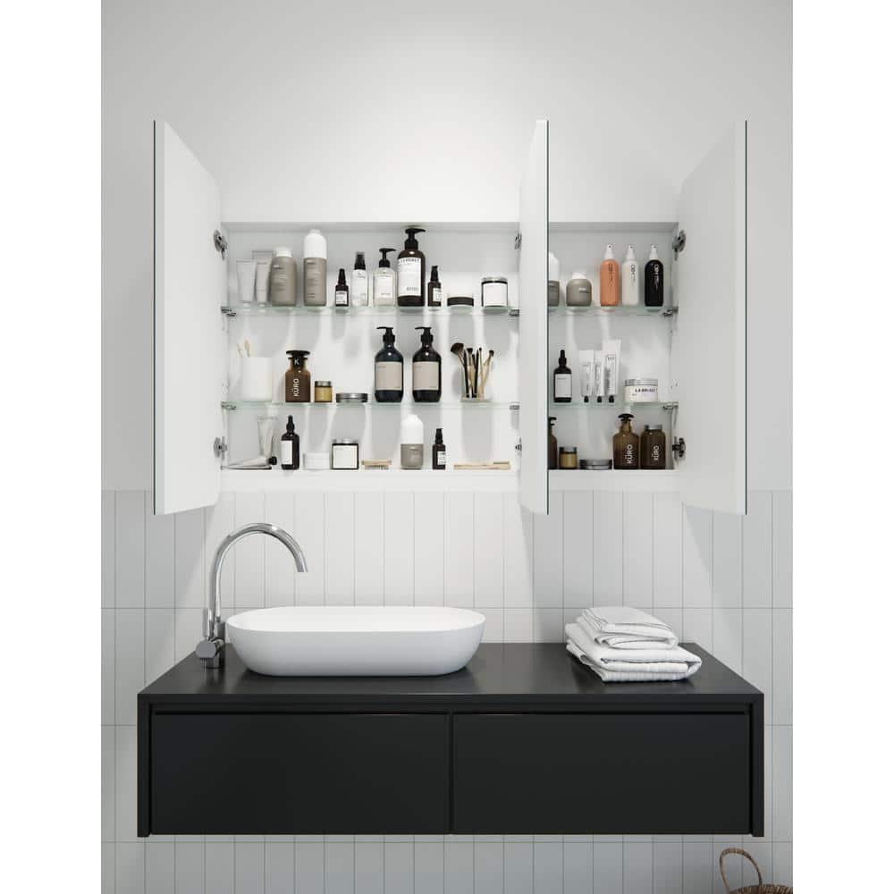 Glass Warehouse Three Door MDF Square Shape Medicine Cabinet