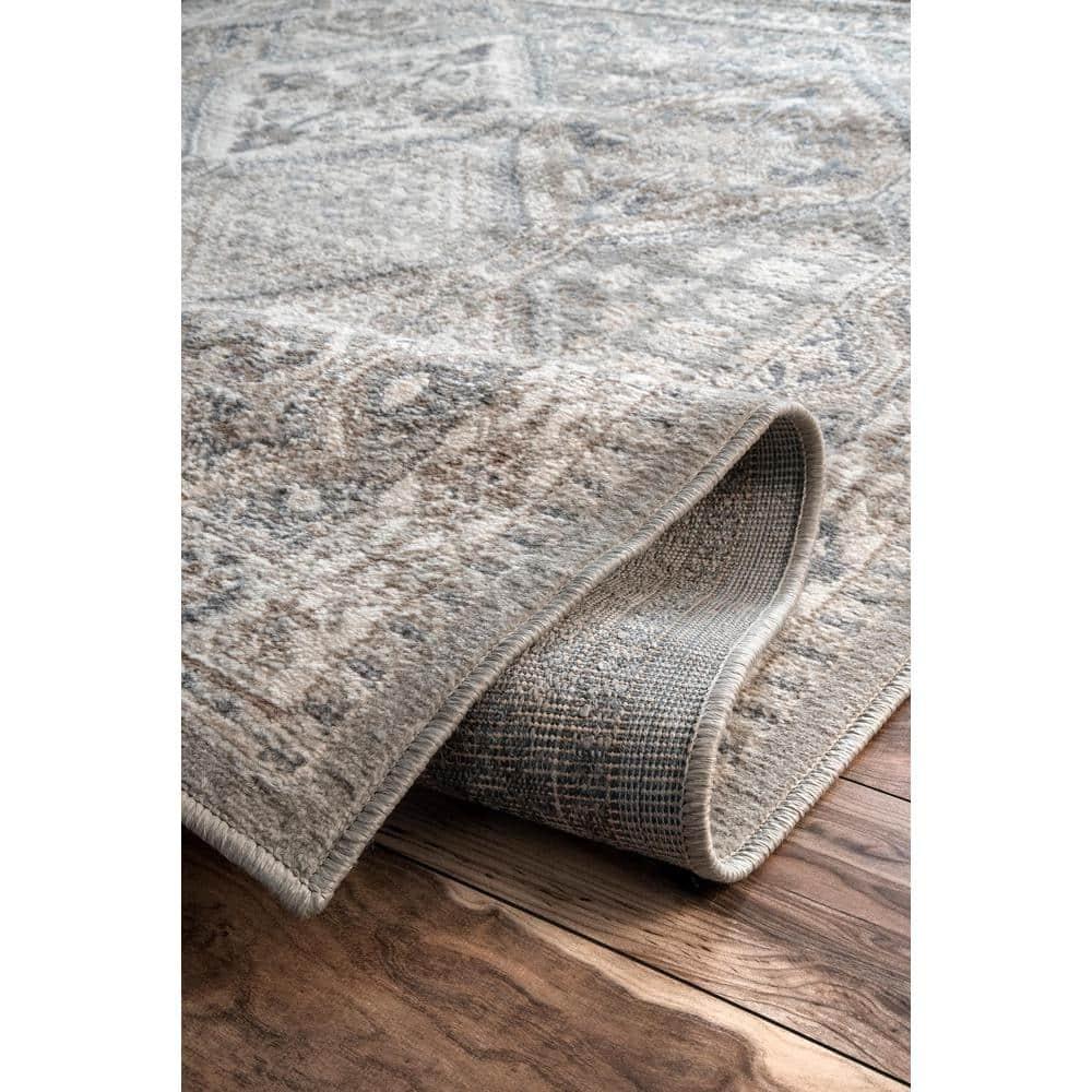 Nuloom 10x14 Becca Tiled Indoor Area Rug, Taupe, Faded Transitional Design, Stain Resistant, Bedroom, Living Room, Kitchen
