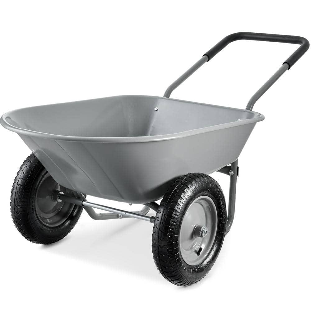 Best Choice Products Best Choice Products Dual-Wheel Home Wheelbarrow Yard Garden Cart For Lawn, Construction