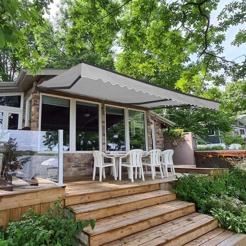 ALEKO Motorized Retractable Patio Awning- Black Frame