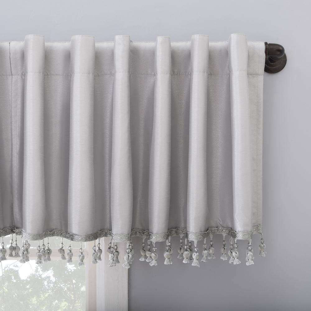 Sun Zero Sun Zero Evelina Faux Dupioni Silk Thermal Extreme 100% Blackout Back Tab Window Valance