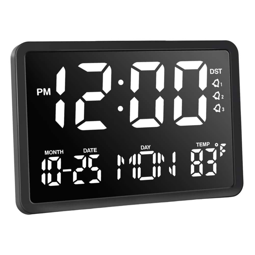 JALL 10.5" Digital Clock with Large Display, Calendar Day and Date, DST, Temperature, Dual Alarms, for Desk, Wall Mounted, Living Room, Bedroom, Gift for Elderly, Seniors, Dementia