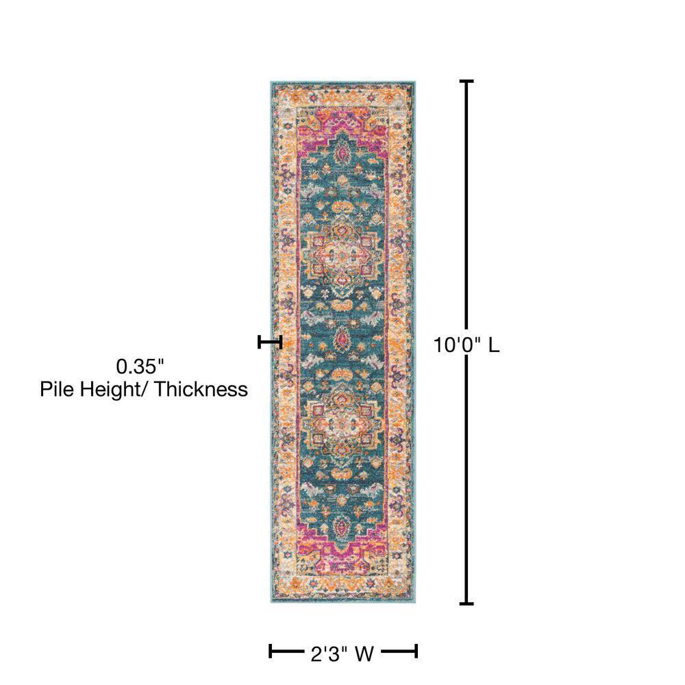 Madison 200 MAD202 Power Loomed Indoor Runner Rug - Blue/Multi - 2'3"x10' - Safavieh