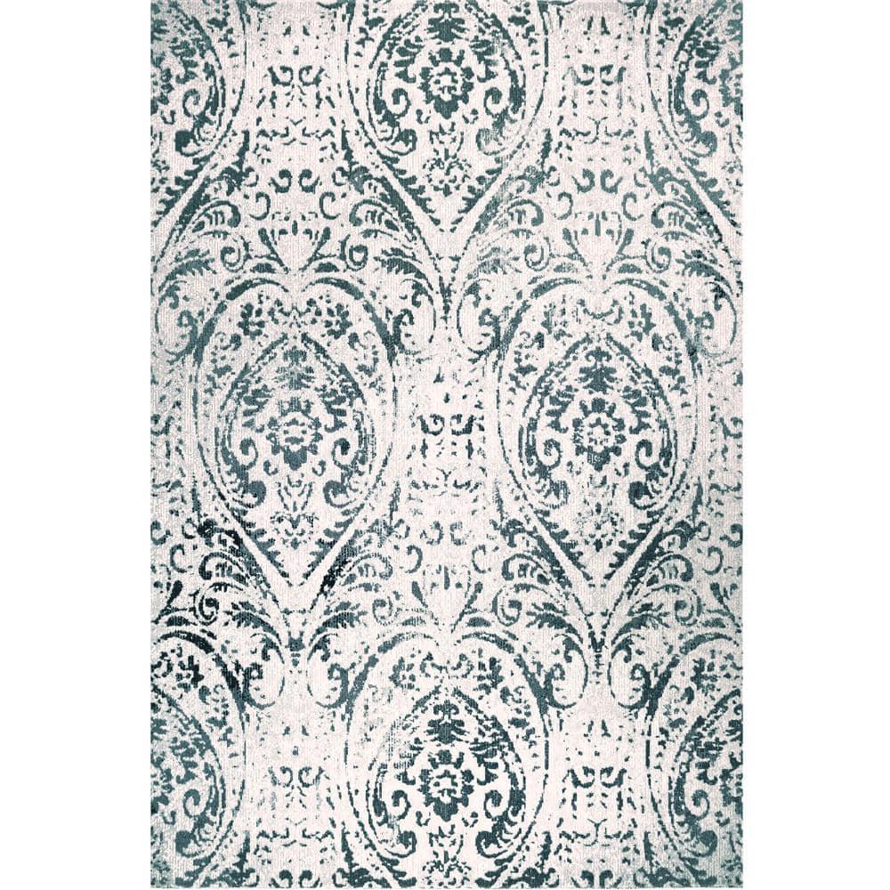 Nicole Miller New York Patio Sofia Juniper Paisley Indoor/Outdoor Area Rug, Ivory/Blue