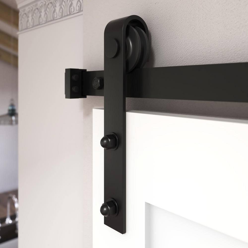 EightDoors 72-in. Matte Black Barn Door Hardware Kit
