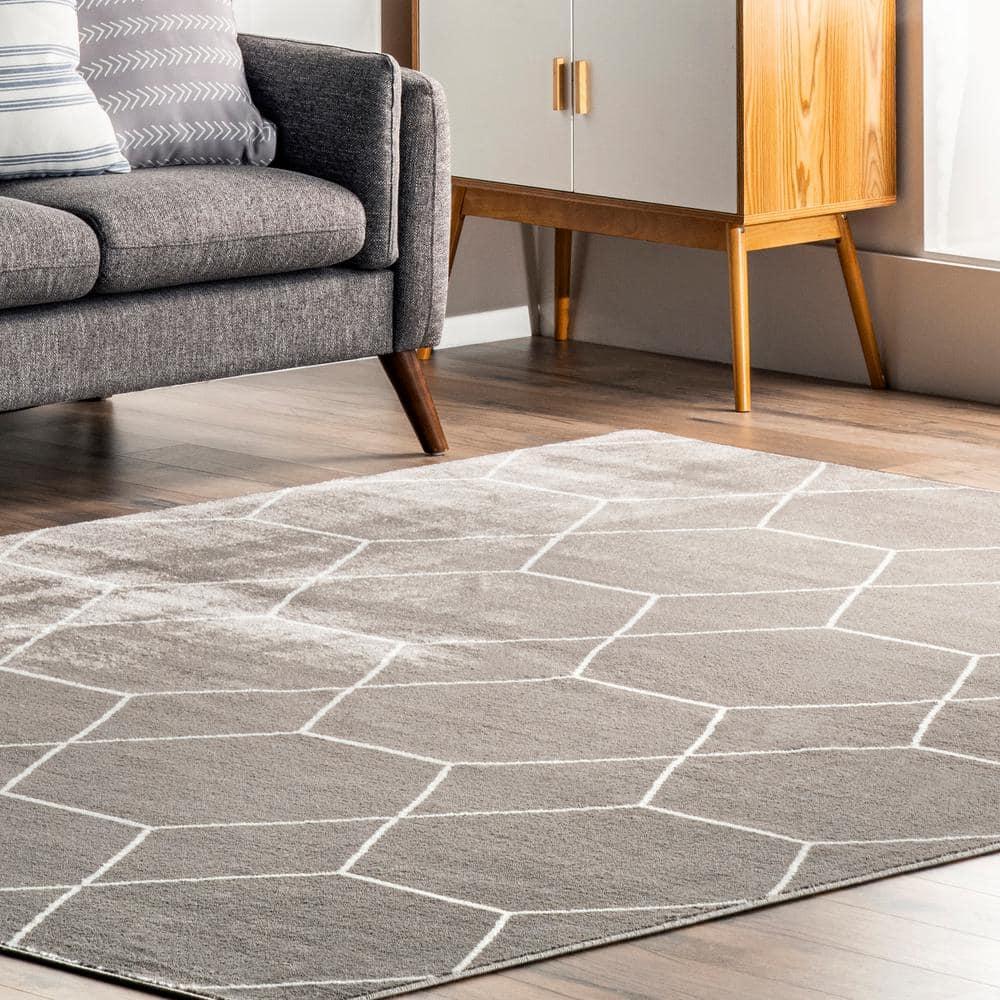 Nuloom Veronica Geometric 4x6 Indoor Area Rug for Living Room Bedroom Dining Room Kitchen, Grey/Ivory