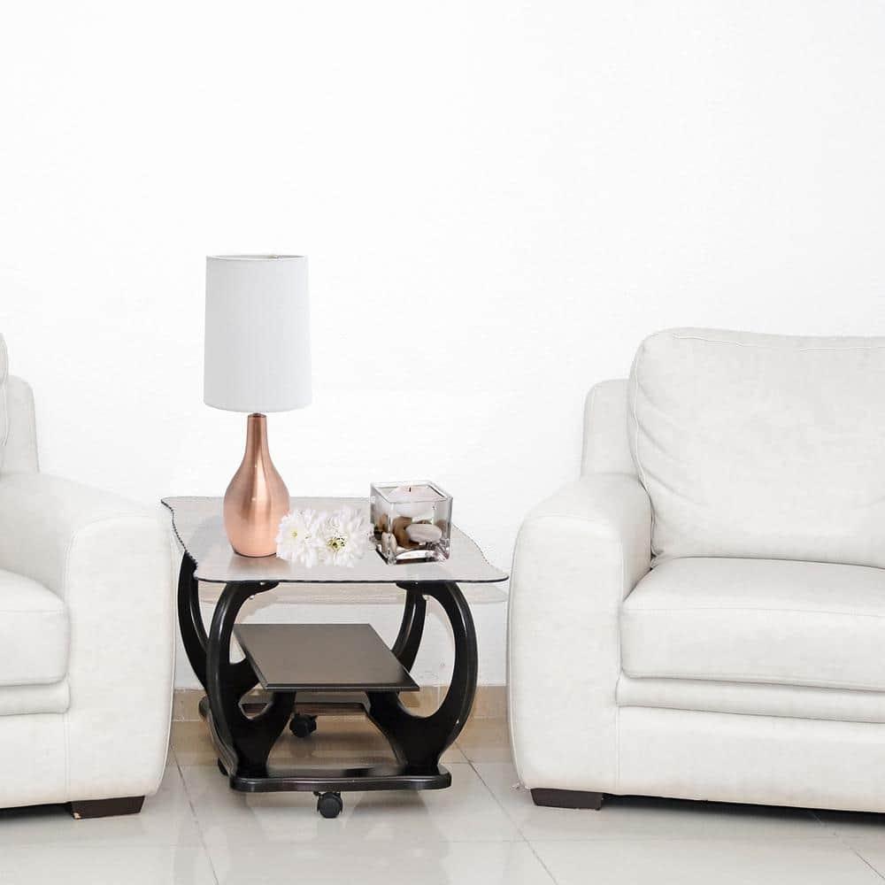 Simple Designs 1-Light Tear Drop Table Lamp Rose Gold: Bedroom, Accent Table, No Assembly Required