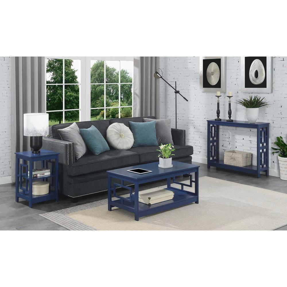 Convenience Concepts Town Square End Table with Shelves, Cobalt Blue