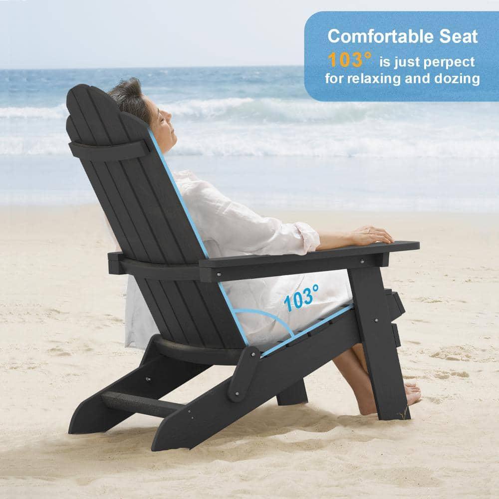 Highland Dunes Outdoor Plastic Folding Adirondack Chair For All Weather (Set Of 4) (Set of 4)