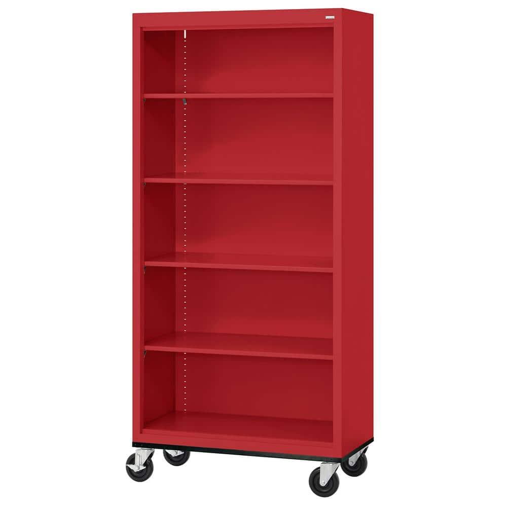 Sandusky Lee 36" W x 18" D x 78" H Steel Mobile Bookcase with 4 Adjustable Shelves by Sandusky