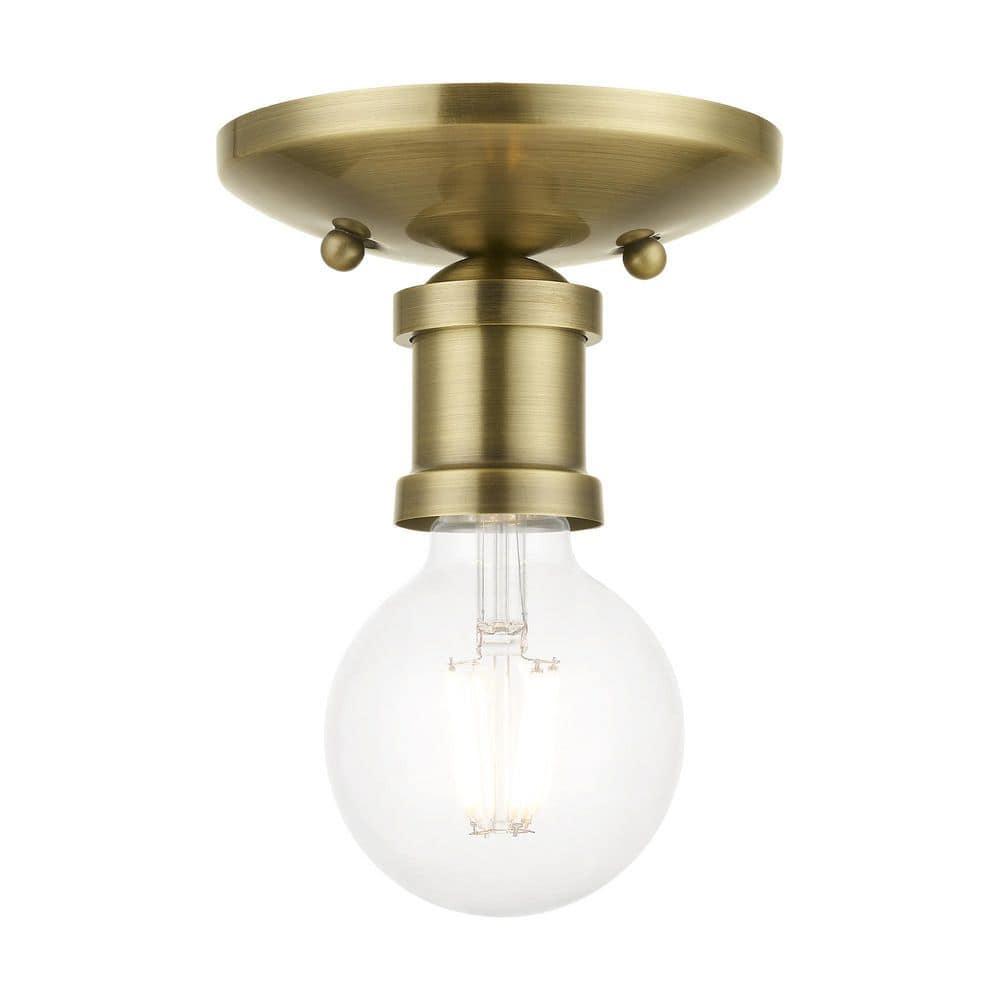 Livex Lighting Lansdale 1 - Light Flush Mount in  Antique Brass