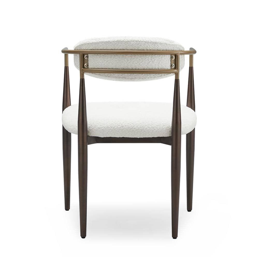 Christopher Knight Home Grov Upholstered Boucle Iron Dining Chair (Set of 2), Beige and Gold