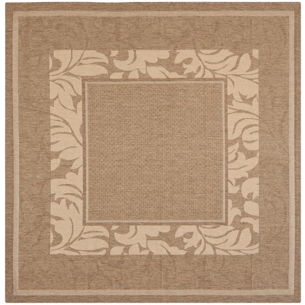 Courtyard CY1704 Power Loomed Indoor and Outdoor Area Rug - Brown/Natural - 6'7"x6'7" - Safavieh