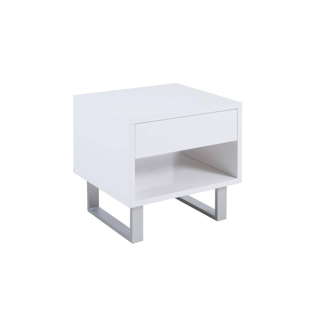 Coaster Contemporary Wood Storage End Table with 1-Drawer in White