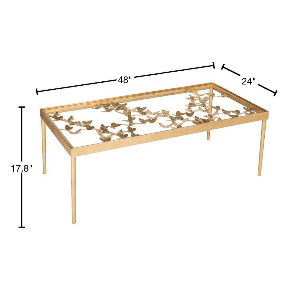 Rosalia Butterfly Coffee Table - Gold/Tempered Glass - Safavieh