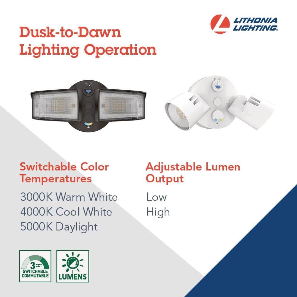 Lithonia Lighting 2 - Head Hardwired Dusk to Dawn Outdoor Security Flood Light