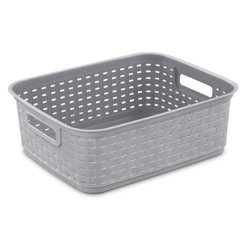 Sterilite Sterilite Short Weave Basket, Decorative Storage Bin, Organize the Closet, Bathroom or Classroom (Set of 6)