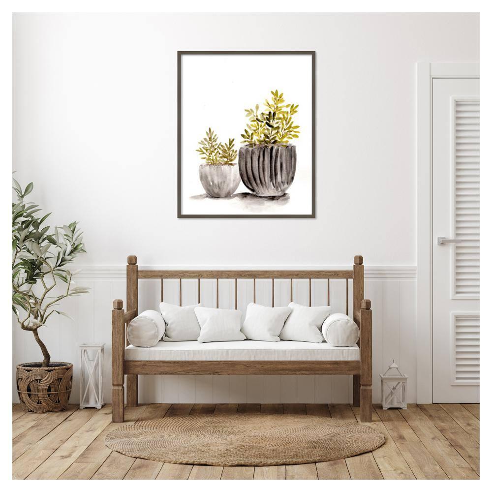 Amanti Art 34"x41" Gray Potted Plants by Marcy Chapman Wood Framed Wall Art Print