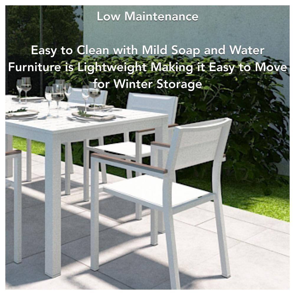 Mantona White 9-Piece Aluminum Outdoor Dining Set with Sling Set in White