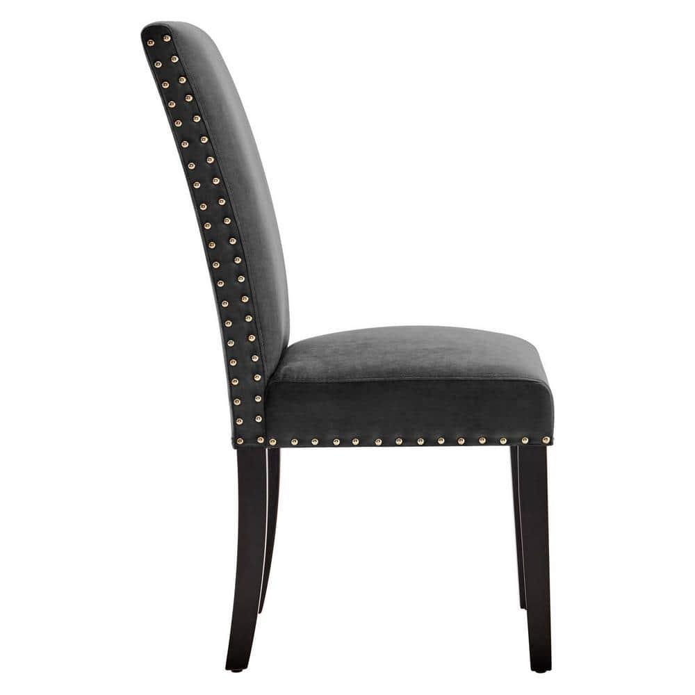Modway Silver Orchid Lind Velvet Nailhead Trim Dining Side Chairs
