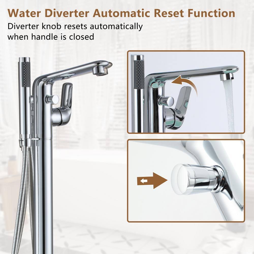 Chrome Freestanding Bathtub Faucet with Hand Shower