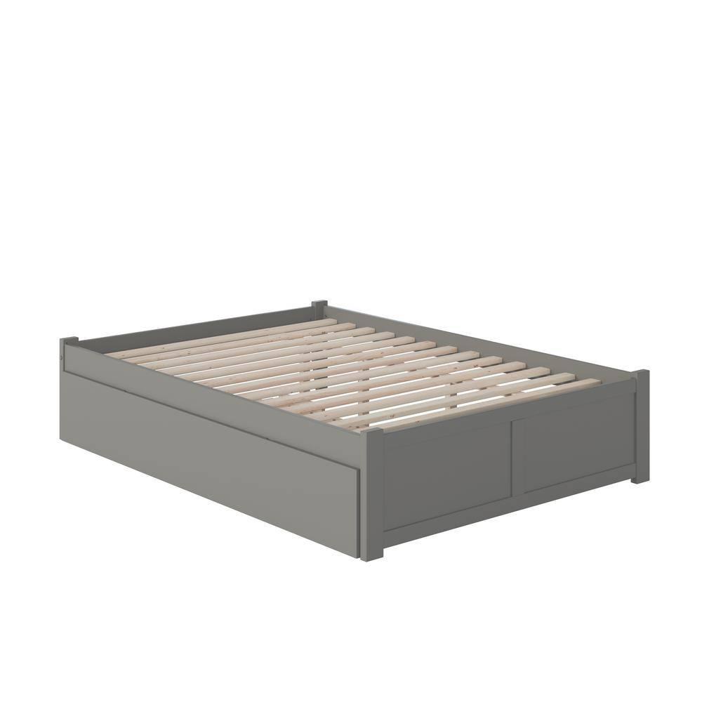 AFI Concord Queen Platform Solid Wood Panel Bed with Trundle in Grey