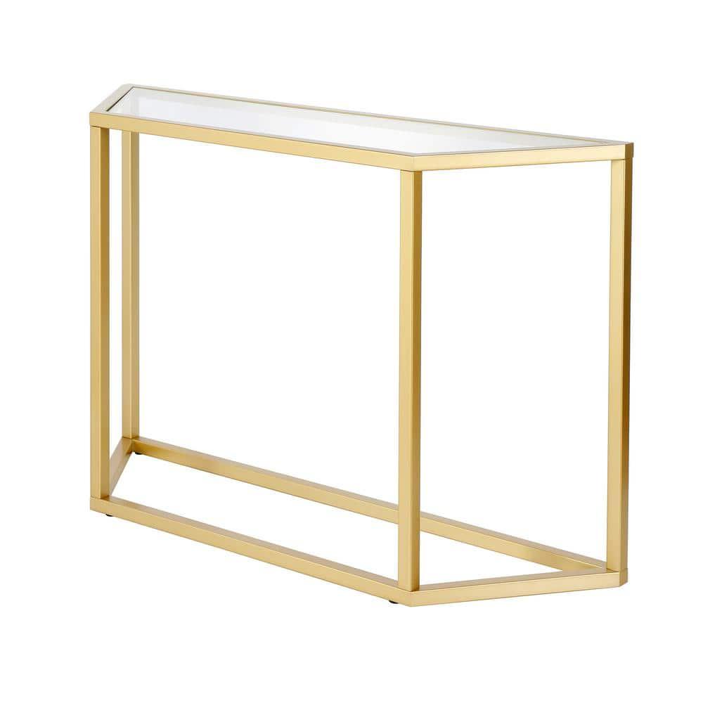 Evelyn&Zoe Levi 44" Wide Trapezoid Console Table, Brass