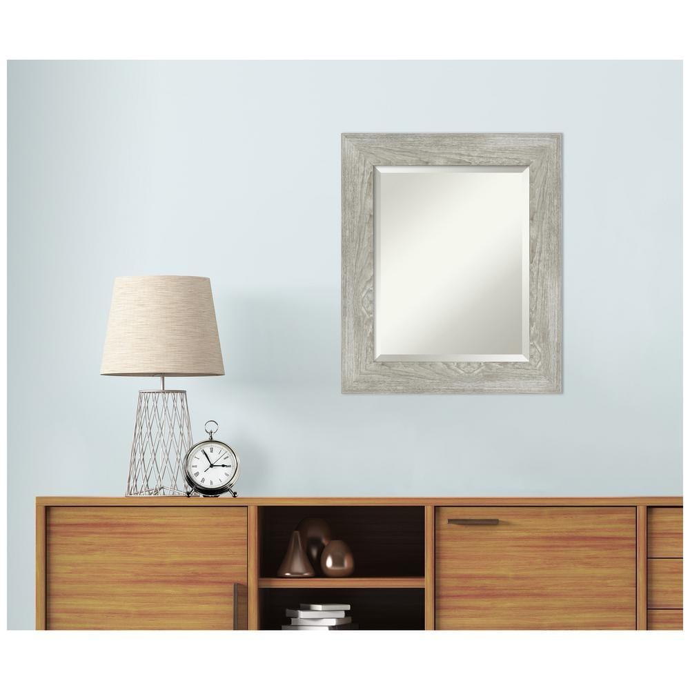 22" x 26" Dove Graywash Framed Bathroom Vanity Wall Mirror - Amanti Art: Modern, Beveled, Wood Frame