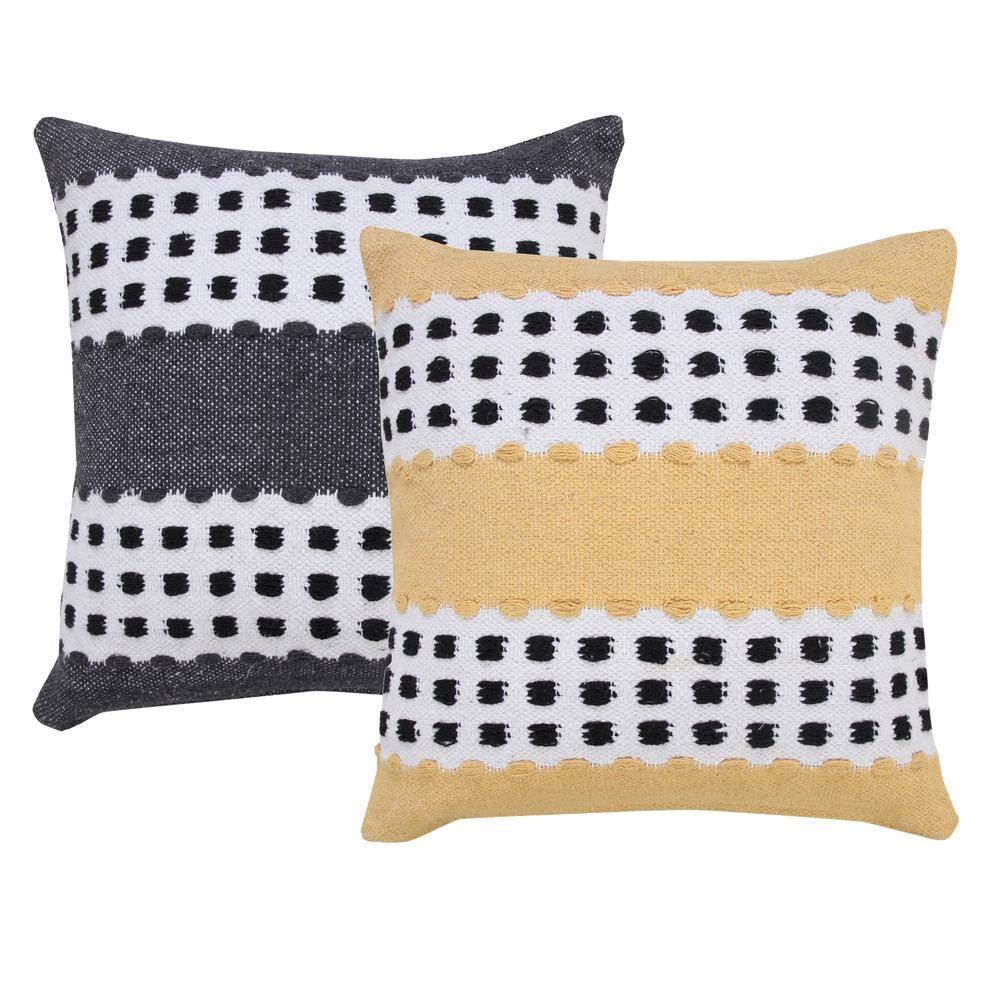 LR Home Metropolitan Woven Dash Grid Striped Throw Pillow